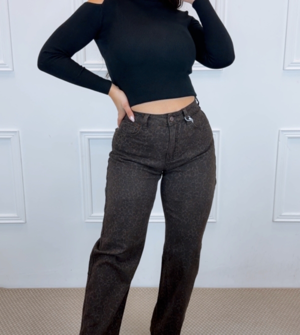 Jeans balón print marrón