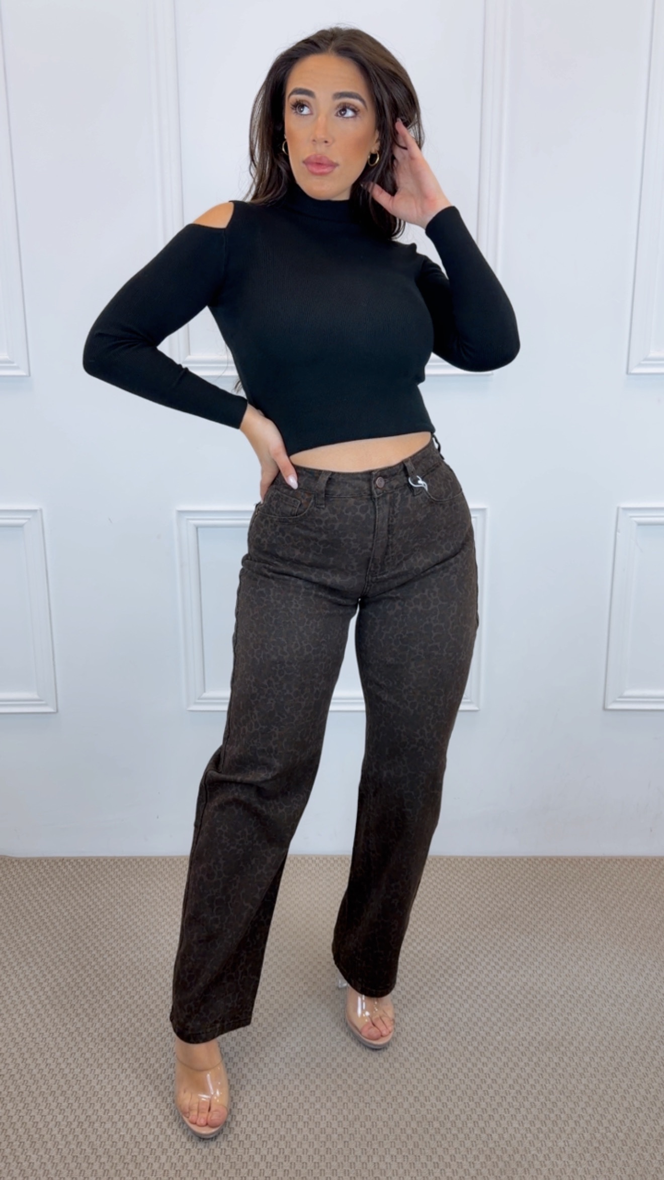 Jeans balón print marrón