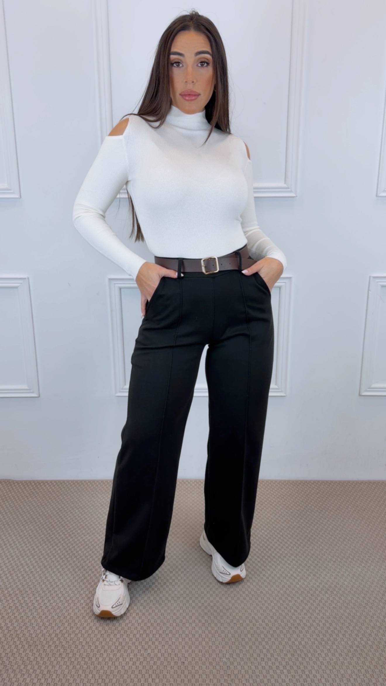 Pantalón paño recto largo