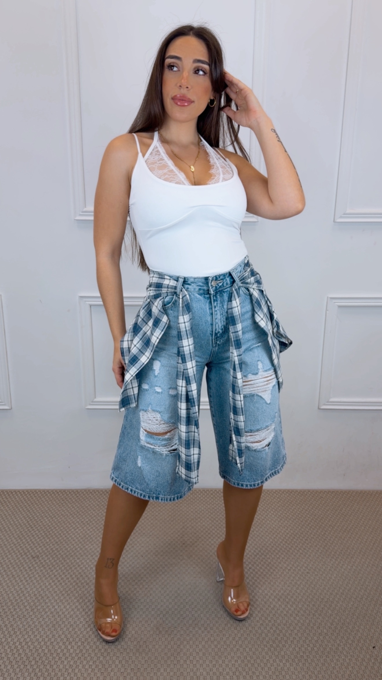 Jeans jort con pañuelo