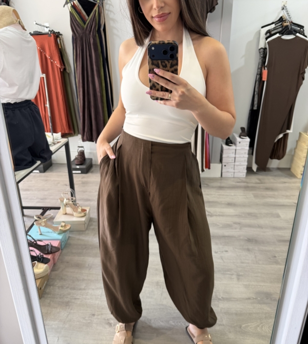 Pantalón bombacho pinzas bambula